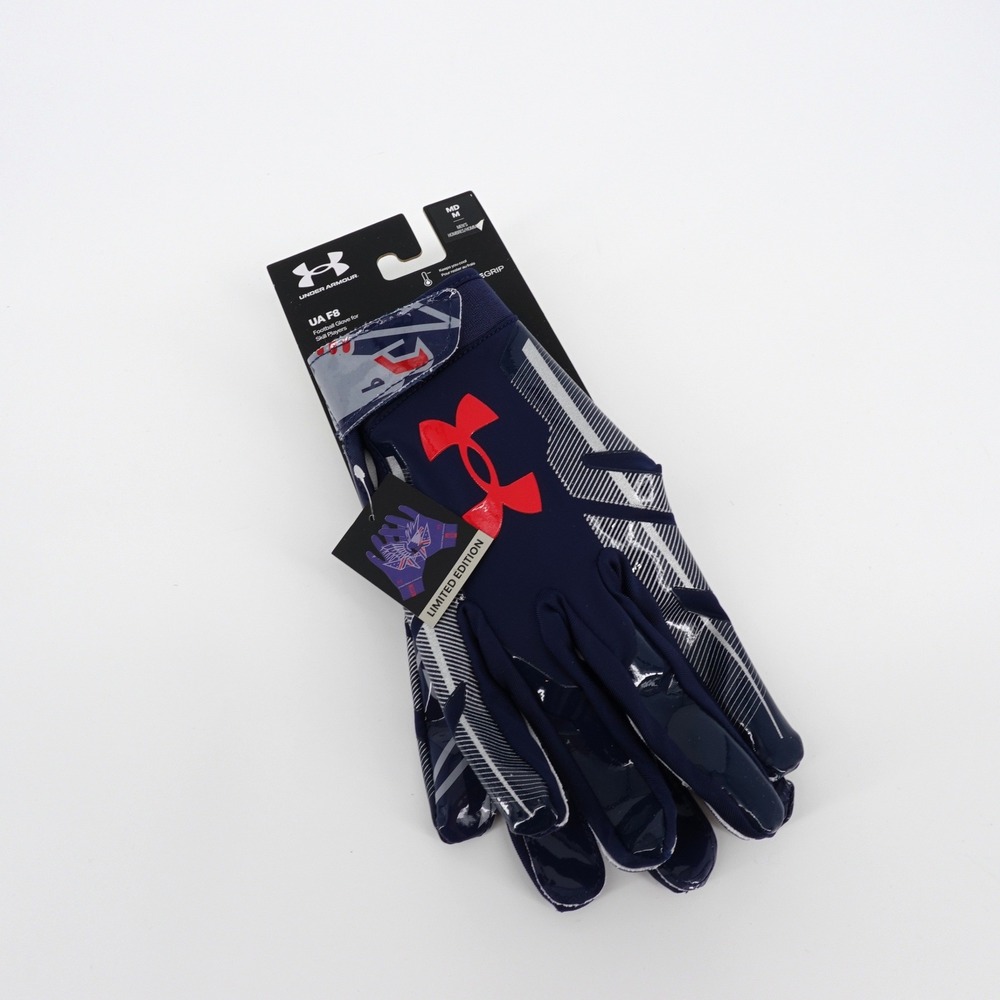 Under Armour UA F8 Freedom Limited Edition Football Gloves Mens Medium Navy New